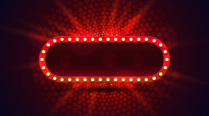 Light frame label, event bar casino, show signboard. Vector illustration