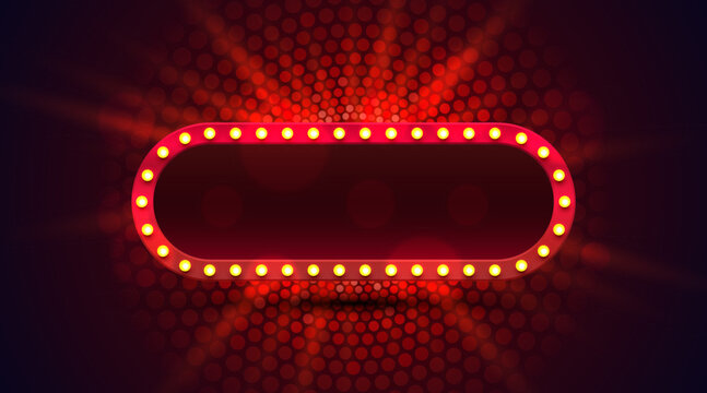 Light frame label, event bar casino, show signboard. Vector illustration