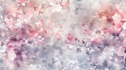 A painting of flowers with a pink background