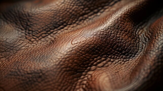 The leather is brown and has a grainy texture