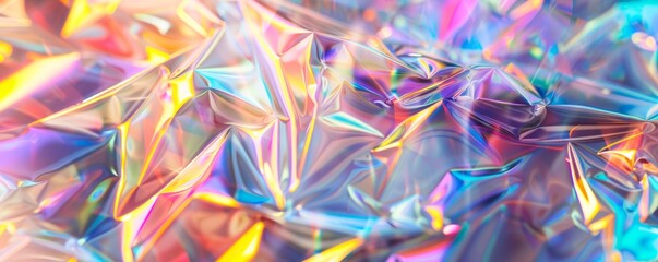 Vibrant Holographic Foil Texture in Vivid Colors for Abstract Background