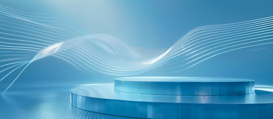 blue futuristic podium stage technology concept background