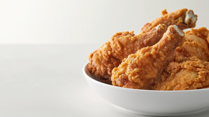 Bowl of fried chicken on a white background