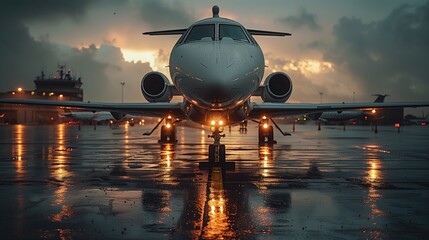 A photo of a luxury lifestyle scene focused on a luxury private jet