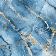 Fototapeta premium Serene Blue and White Marble Texture with Gold Veins