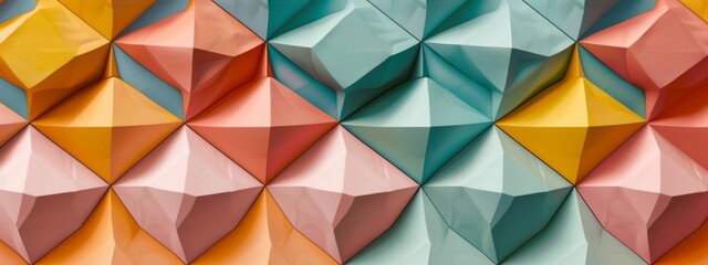 Obraz premium Vibrant Geometric Origami Paper Texture in Warm and Cool Tones