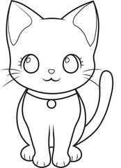 Cat without color vectors for kids, coloring page.