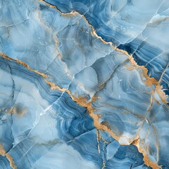 Naklejka premium Serene Blue and White Marble Texture with Gold Veins