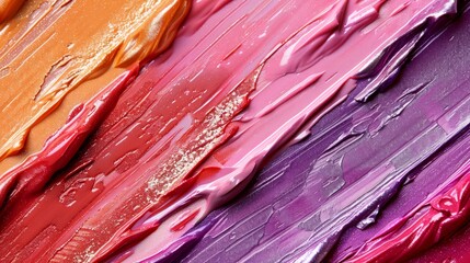 macro up close shot of multiple smeared red hued lipsticks