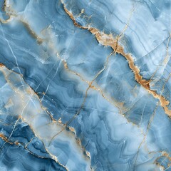 Naklejka premium Serene Blue and White Marble Texture with Gold Veins