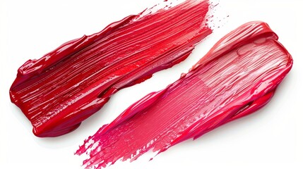 macro up close shot of multiple smeared red hued lipsticks