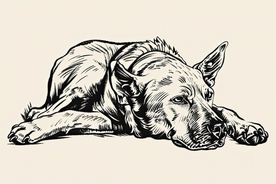 recommend clip art: Dog illustration clear thick black outlines line art no missing arms no missing legs style raw vector lines