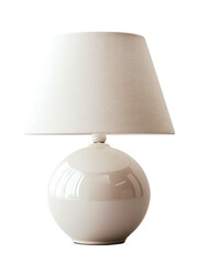 modern white table lamp, png file of isolated cutout object on transparent background.