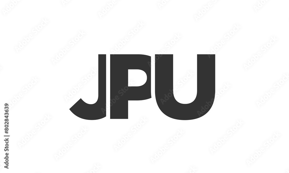 Poster jpu logo design template with strong and modern bold text. initial based vector logotype featuring s