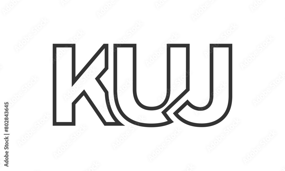 Fototapete KUJ logo design template with strong and modern bold text. Initial based vector logotype featuring simple and minimal typography. Trendy company identity.