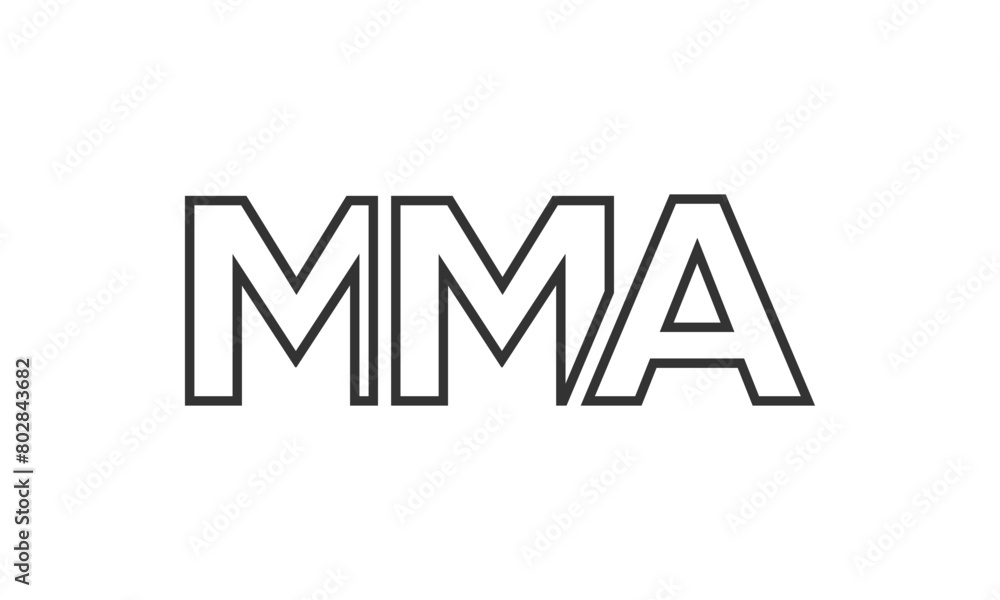 Poster mma logo design template with strong and modern bold text. initial based vector logotype featuring s