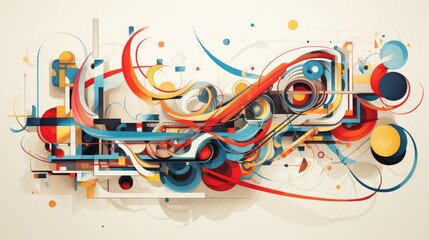 Chaos and order abstract illustration - Generative AI. Colorful, splash, balls, blue, orange.