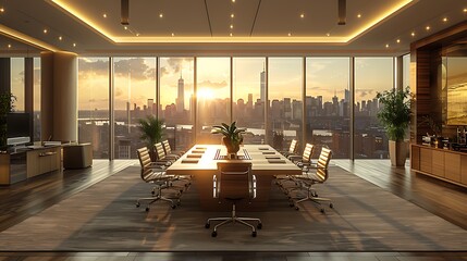 Craft an image of corporate excellence unfolding in an upscale boardroom, characterized by timeless...