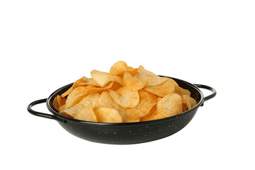 PNG,Potato chips in a bowl, isolated on white background