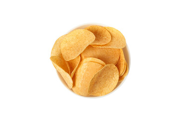 PNG,Potato chips in a bowl, isolated on white background