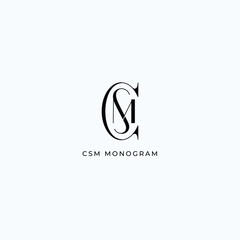 Luxury Elegant Monogram letter C and letter S and letter M logo vector for interior fashion jewelry brand