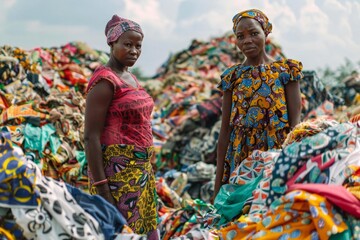 Fototapeta premium Group of African American People in Sustainable Fashion, Recycling Industry