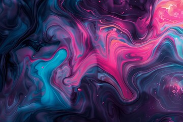 Obraz premium Psychedelic liquid swirls in a mesmerizing array of pink, purple, and blue tones, perfect for dynamic and artistic graphic elements.