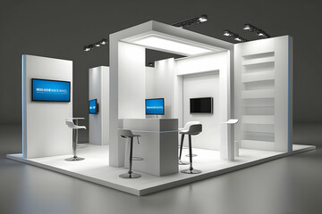 3d rendering exhibition booth on blank background