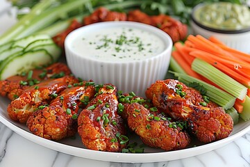 Plate of Food With Carrots, Celery, and Celery Sticks