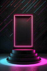 minimalist podium with neon lights