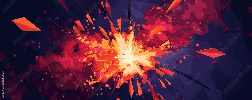 Poster explosive abstract art: a dynamic fusion of color and chaos in a modern artistic interpretation
