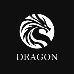 Dragon logo vector, Asian Chinese dragon logo symbol