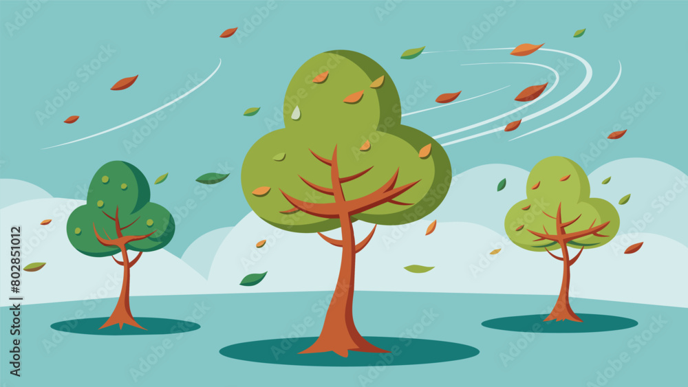 Poster as the winds blow the misinformation trees leaves swirl and dance spreading chaos and confusion with