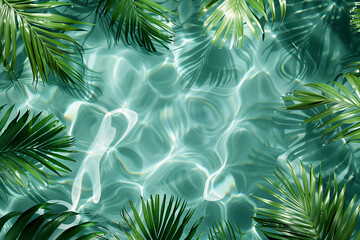 Fototapeta premium Tranquil Spa Concept: Palm Leaf in Wavy Water