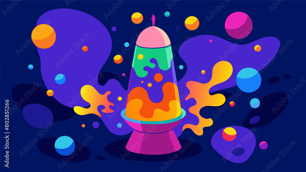 Poster the feeling of being inside a lava lamp with gooey blobs of radiant colors floating all around and m
