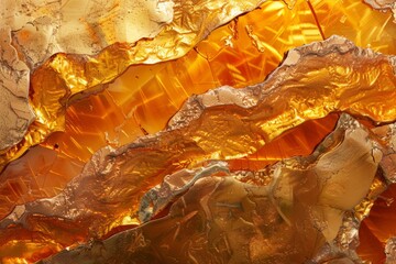 Golden Amber Textures: Abstract Resin Art Photography