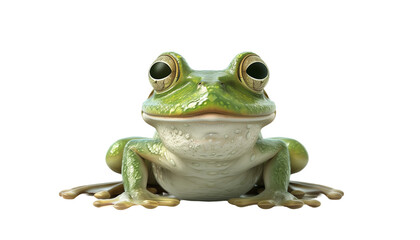 Obraz premium Cute Green Frog Sitting on Transparent Background