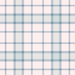 Purity vector tartan textile, comfort seamless background plaid. Blanket pattern fabric check texture in white and pastel colors.