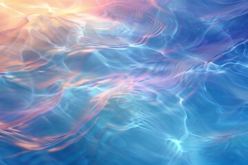 Fototapeta premium Surreal Blue Neon Waves Abstract Background