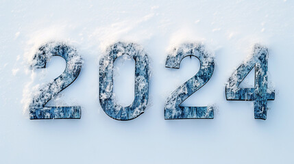 a photo text of word " 2024" on flate white background