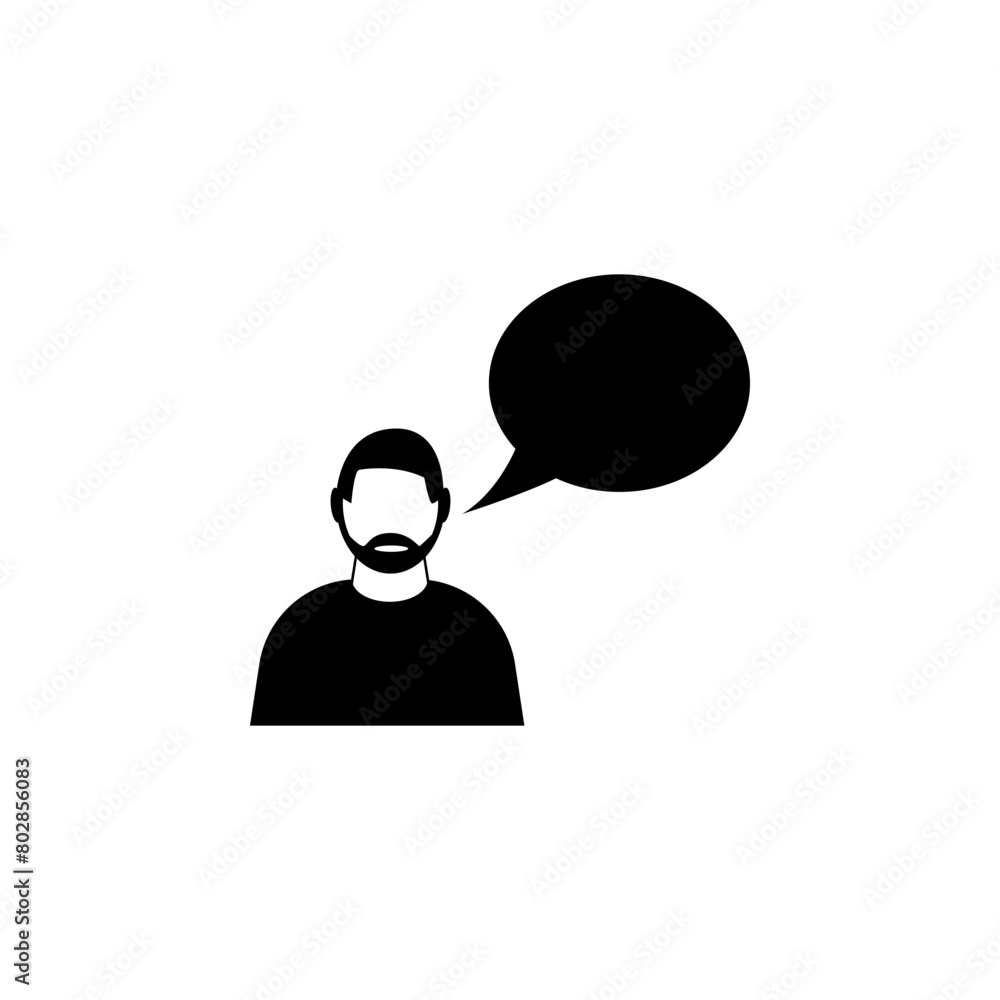 Poster speaking man flat vector icon. simple solid symbol isolated on white background. speaking man sign d