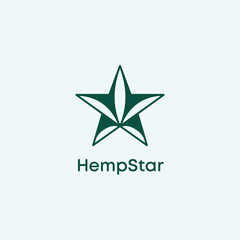 modern cannabis hemp star logo vector illustration for business brand