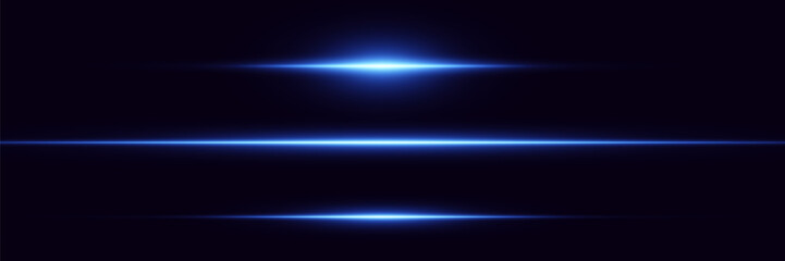 Laser lines of light. Horizontal neon light.