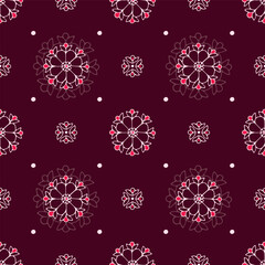 Vector aubergine seamless pattern background: Delicate Rosettes.
