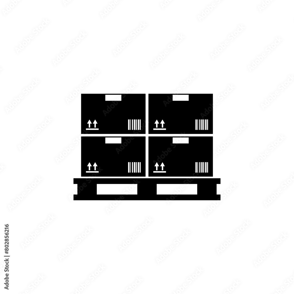 Poster cargo boxes pallet flat vector icon. simple solid symbol isolated on white background. cargo boxes p