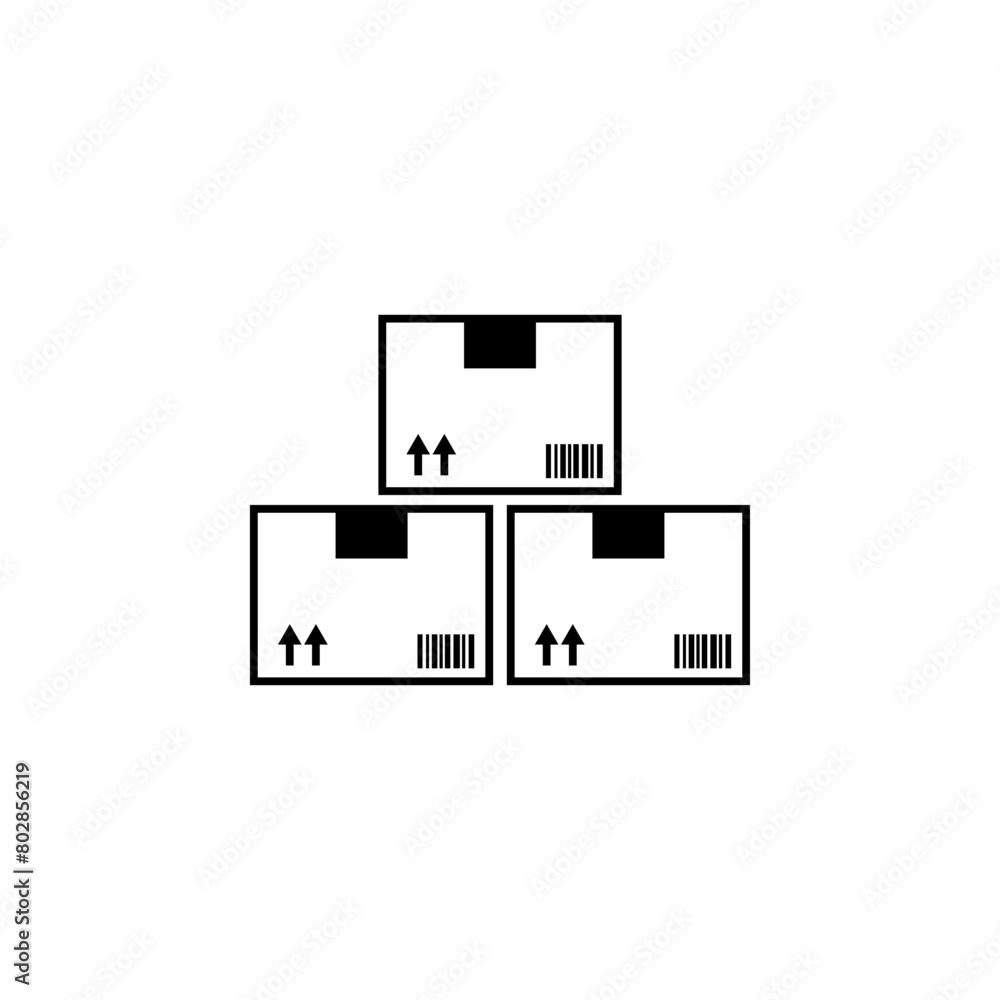 Poster cardboard boxes delivery cargo flat vector icon. simple solid symbol isolated on white background. c