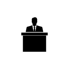 Public Speaker flat vector icon. Simple solid symbol isolated on white background. Public Speaker sign design template for web and mobile UI element