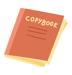 School copybook in flat design. Student notepad for homework writing. Vector illustration isolated.