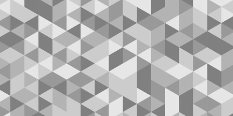 Seamless geometric pattern square shapes low polygon backdrop background. Abstract geometric wall tile and metal cube background triangle wallpaper. Gray and white polygonal background.