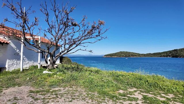 Orthodox Church of Saint Nicholas near village of Xina at the coasline of Kassandra, Chalkidiki, Central Macedonia, Greece